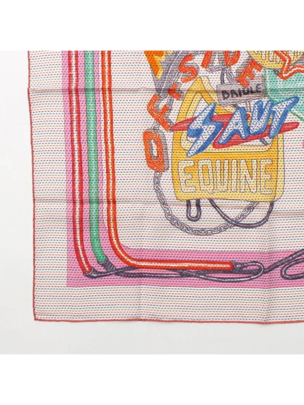 Hermes Carre 70 Cheval Oscope Neon Chevaloscope Pointier Silk Scarf White - Picture 4 of 10